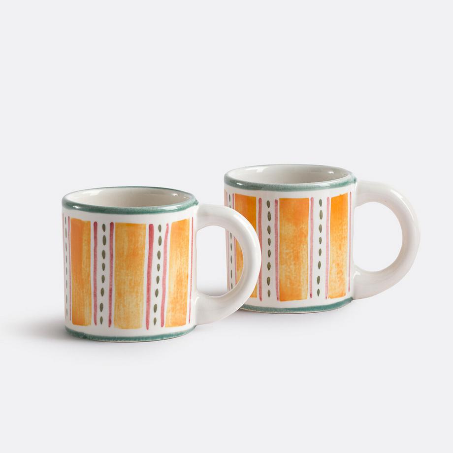 La Redoute Intérieurs Lot de 2 mugs en grès émaillé avec motifs  