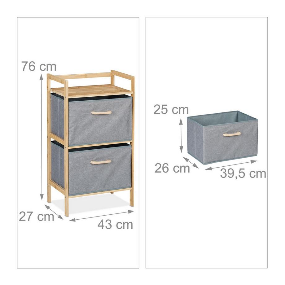 B2X Bambus-Badezimmerregal mit 2 Wäschekörben  