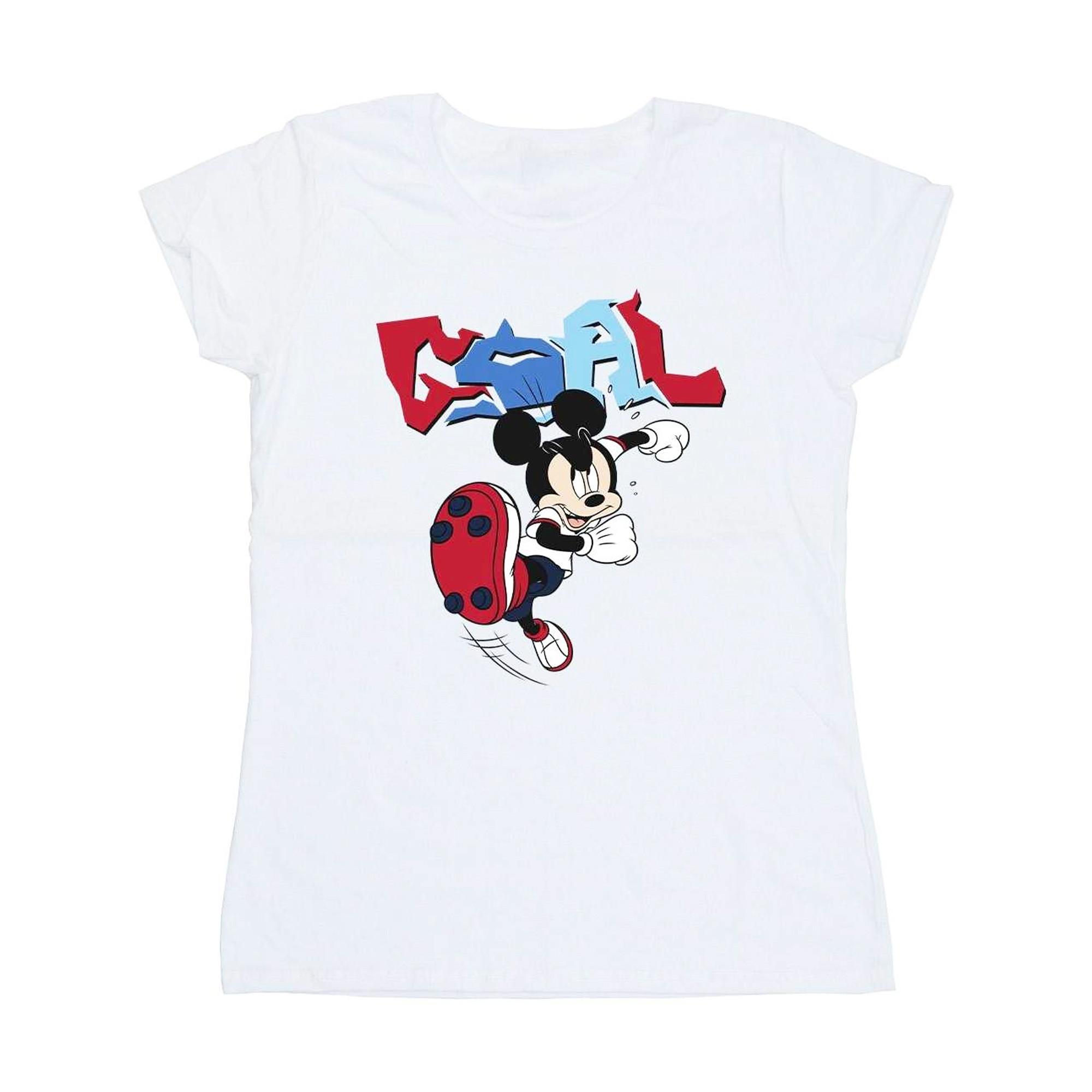 Image of Mickey Mouse Goal Striker Pose Tshirt Damen Weiss S