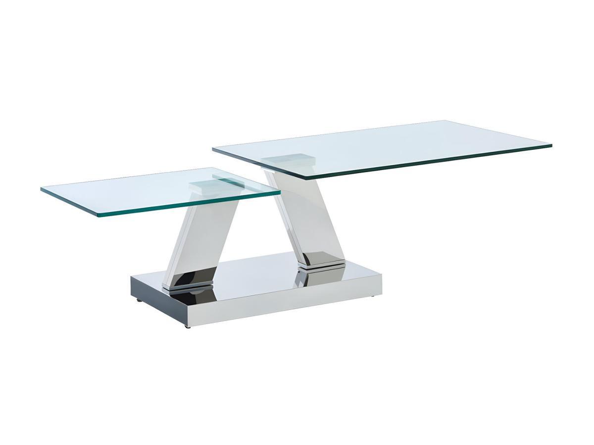 Vente-unique Table basse avec plateaux pivotants OYRUS Verre trempé métal  