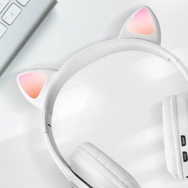 Avizar  Casque Audio Design Chat Blanc 