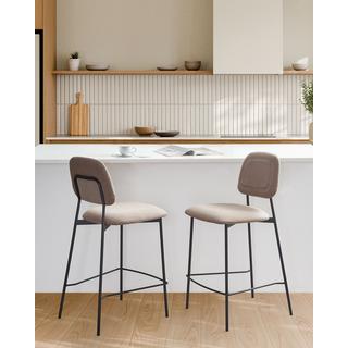 Beliani Lot de 2 chaises de bar en Lin synthétique Moderne DUETTE  