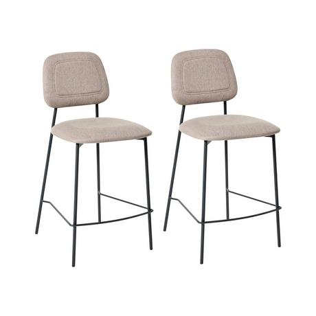 Beliani Lot de 2 chaises de bar en Lin synthétique Moderne DUETTE  