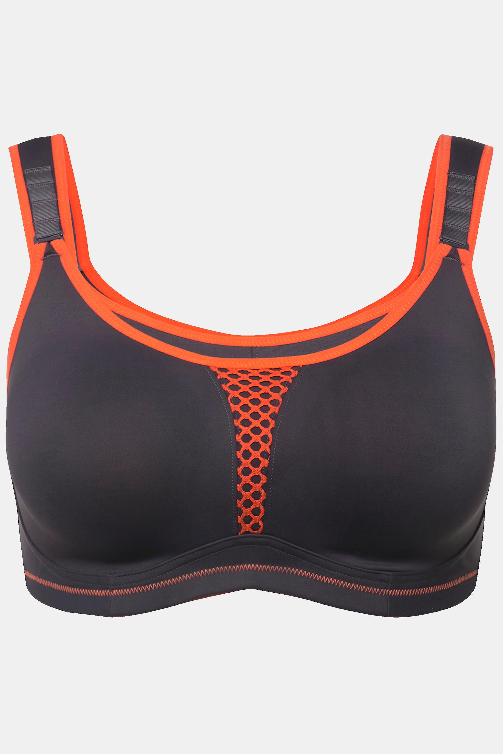 Ulla Popken  Reggiseno sportivo senza ferretto in microfibra con inserto di retina e coppa C-D 