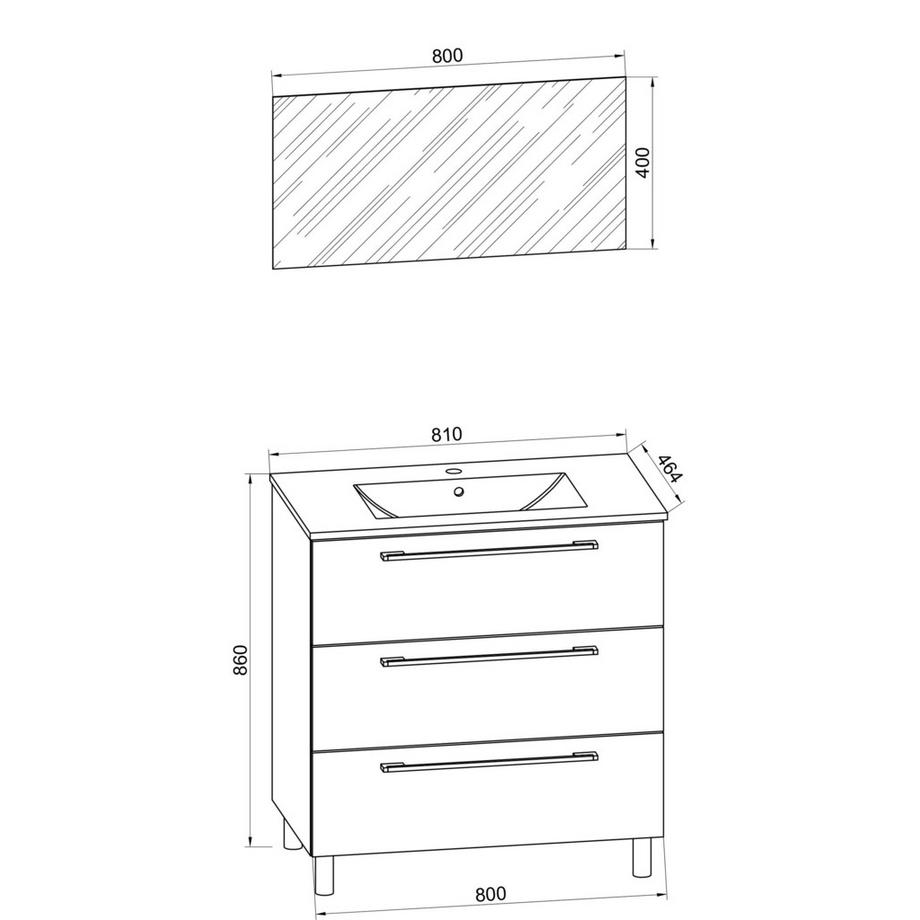 VCM 3-pièces meuble de salle de bains  