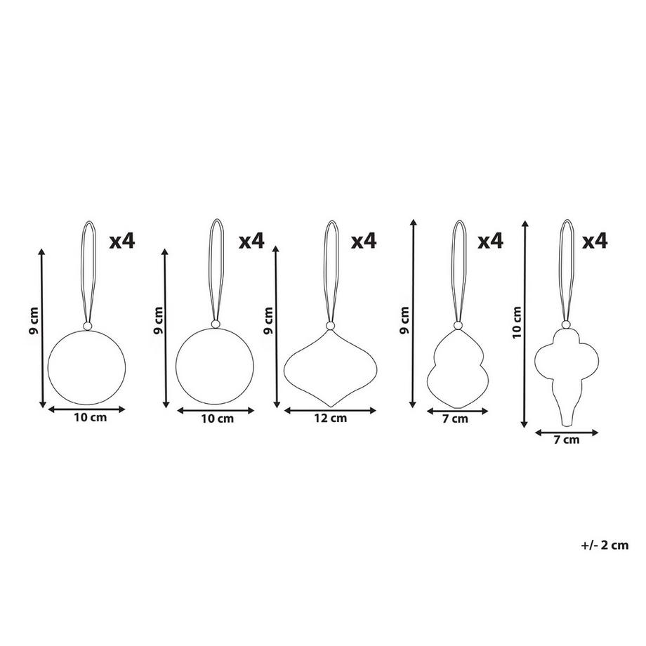 Beliani Lot de 20 décorations pour sapin de Noël en Papier Traditionnel STORA  