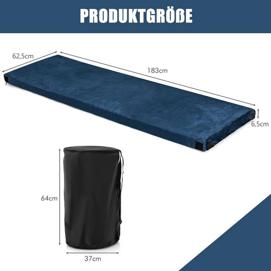 Northix  Matelas de camping matelas de camping en mousse à mémoire de forme 183 x 62,5 x 6,5 cm bleu 