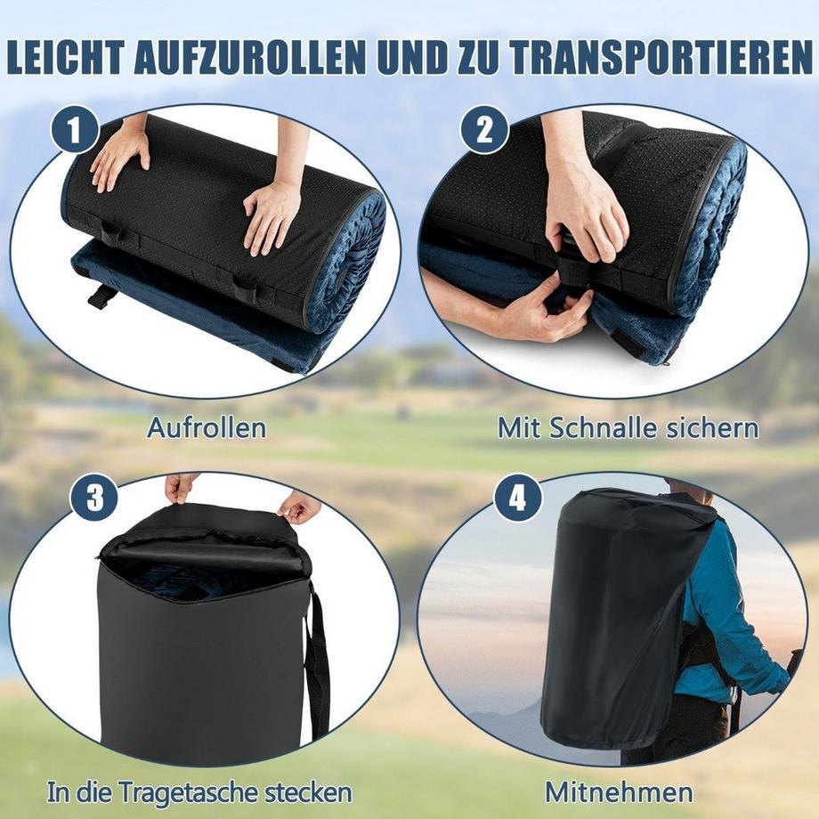 Northix  Matelas de camping matelas de camping en mousse à mémoire de forme 183 x 62,5 x 6,5 cm bleu 