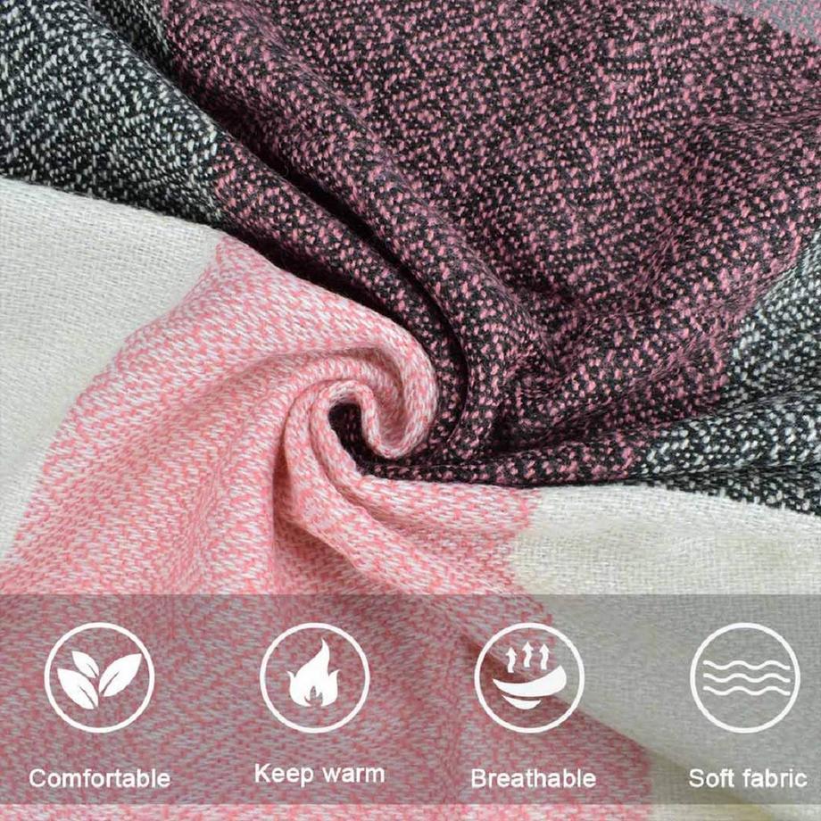 Only-bags.store Kariertes Winter Pashmina Schal Weiche Quasten  