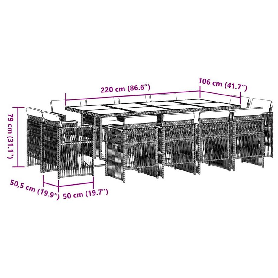 VidaXL set da pranzo da giardino Polirattan  