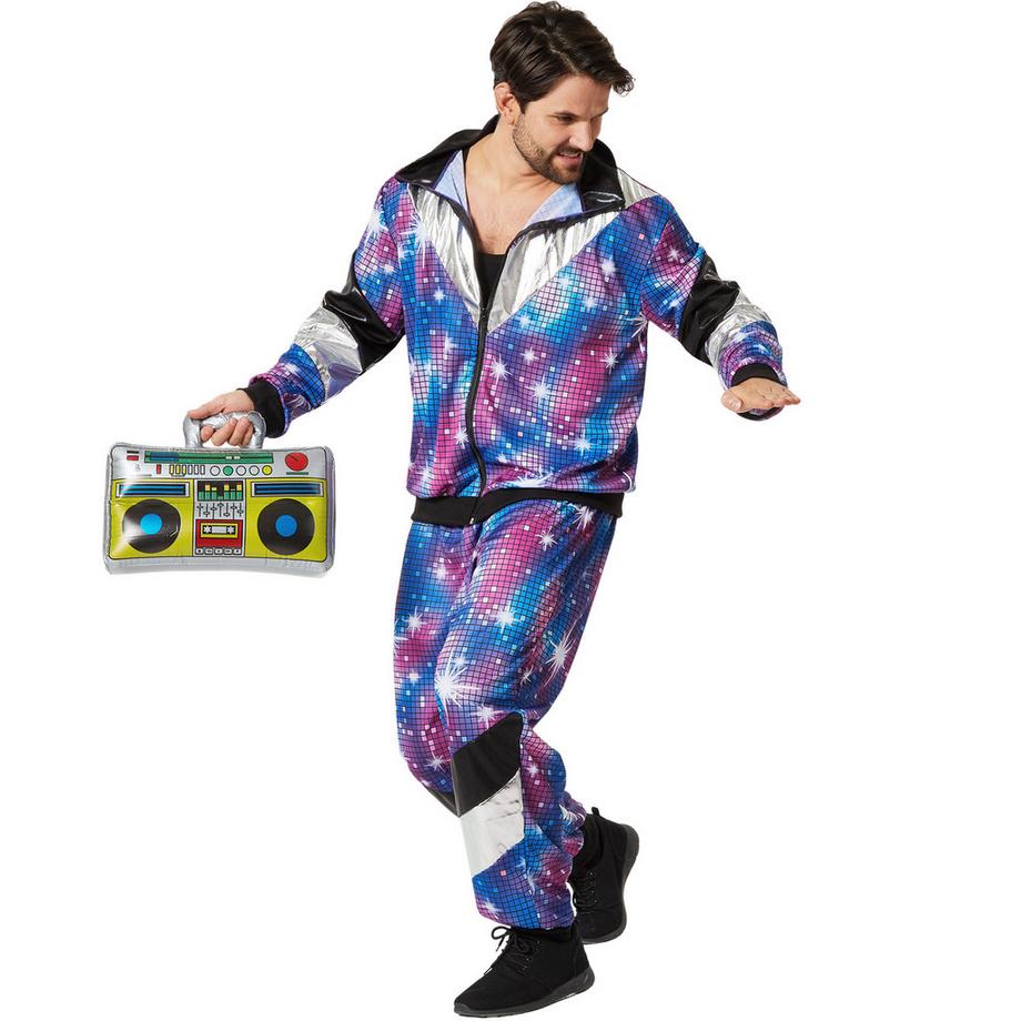 Tectake  Costume da uomo Tuta da jogging discoteca anni '80 '90 retro 