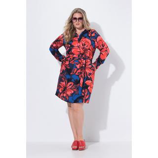 Ulla Popken Abito camicia Classic Fit floreale maniche lunghe  