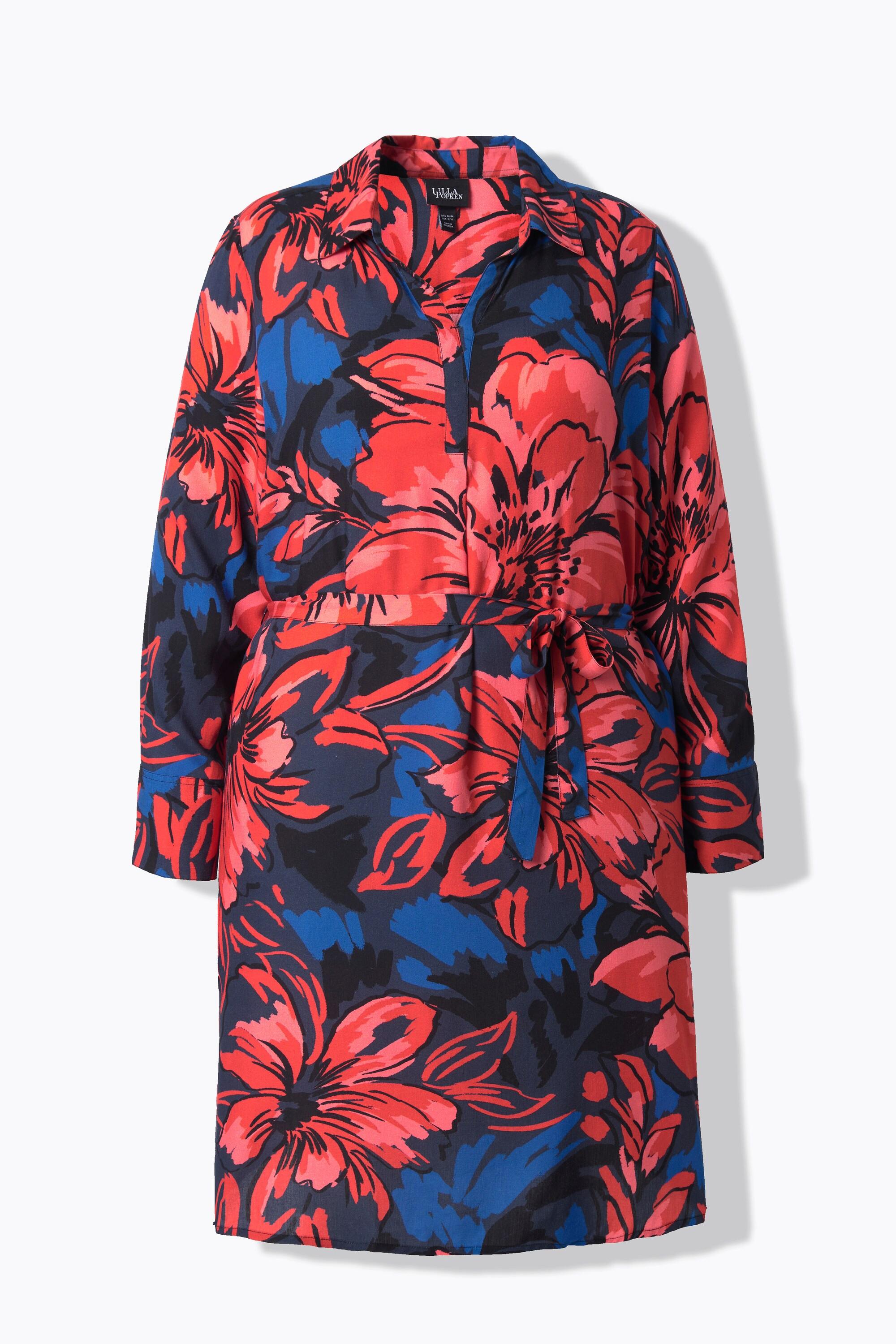 Ulla Popken Abito camicia Classic Fit floreale maniche lunghe  