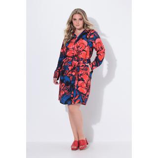 Ulla Popken Abito camicia Classic Fit floreale maniche lunghe  