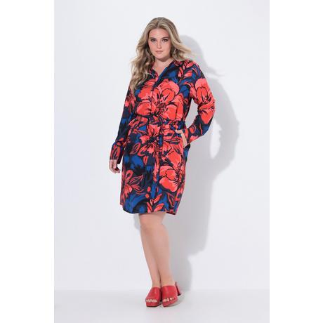 Ulla Popken Abito camicia Classic Fit floreale maniche lunghe  