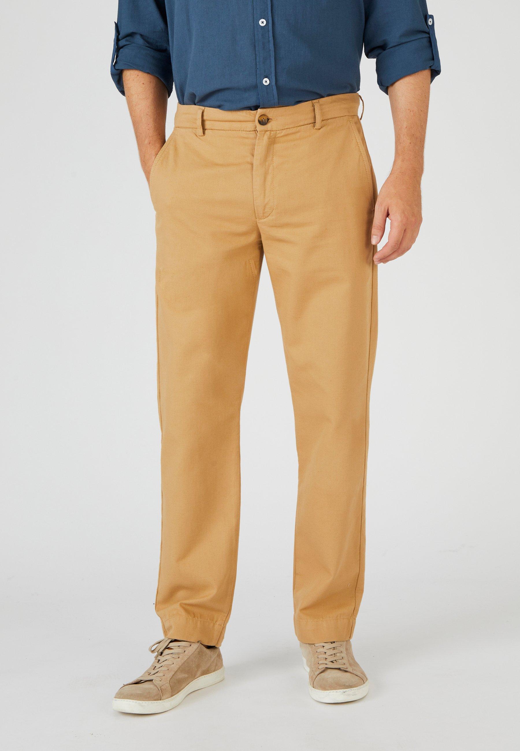 Image of Gerade Hose Aus *baumwolle Und Leinen. Unisex Braun 38