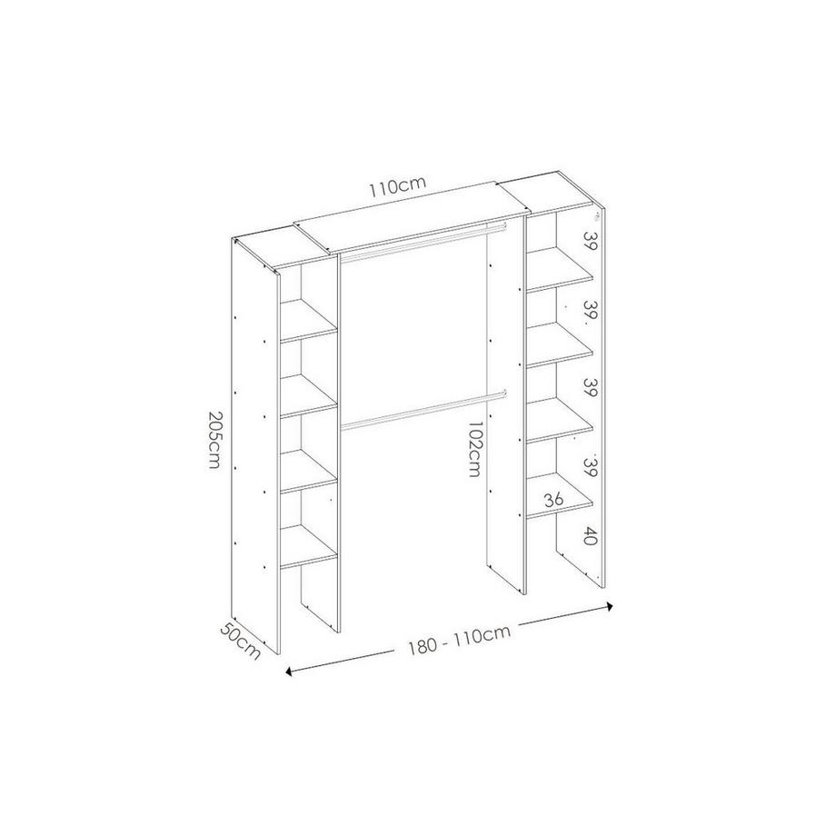 Vente-unique Dressing d'angle extensible DORIAN L12Chêne  