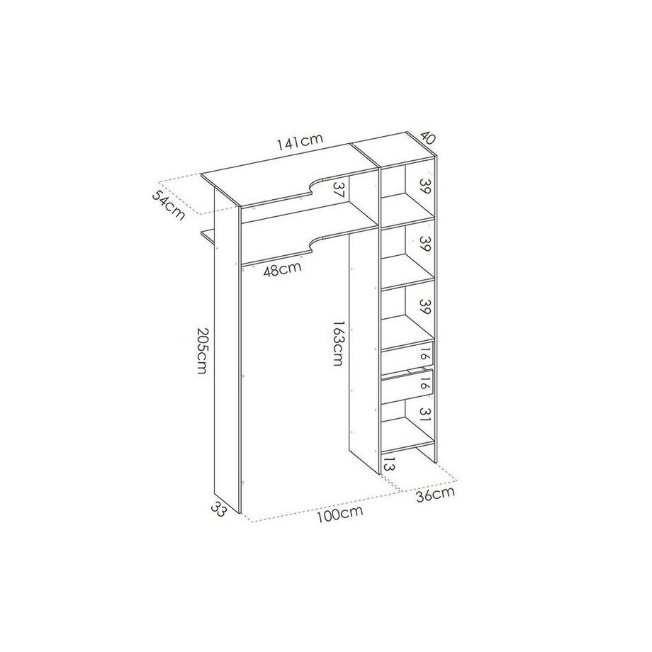 Vente-unique Dressing d'angle extensible DORIAN L12Chêne  