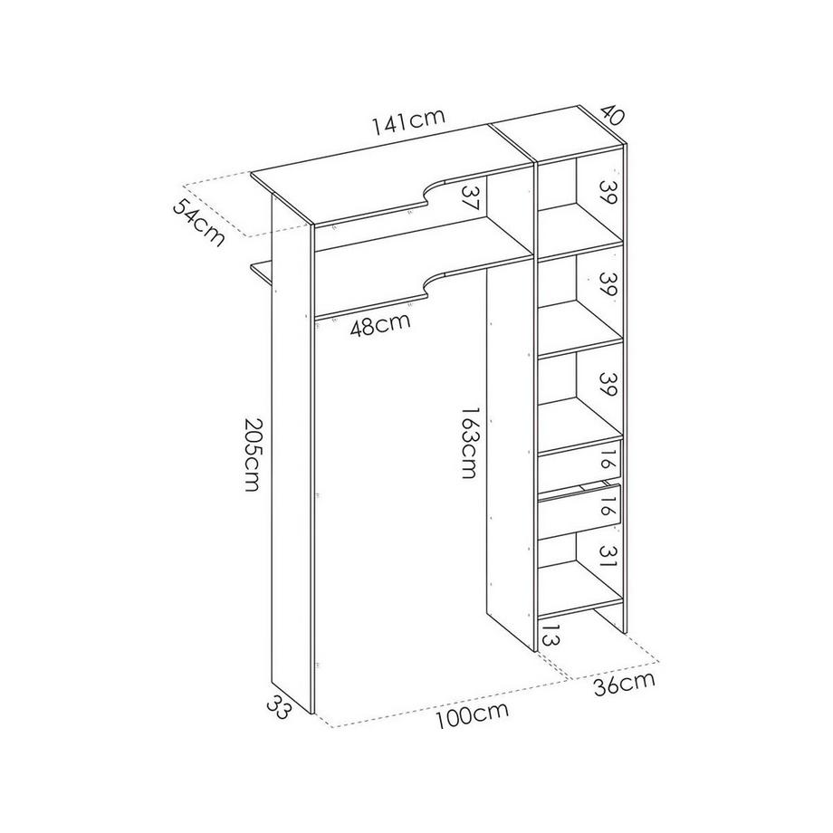 Vente-unique Dressing d'angle extensible DORIAN L12Chêne  
