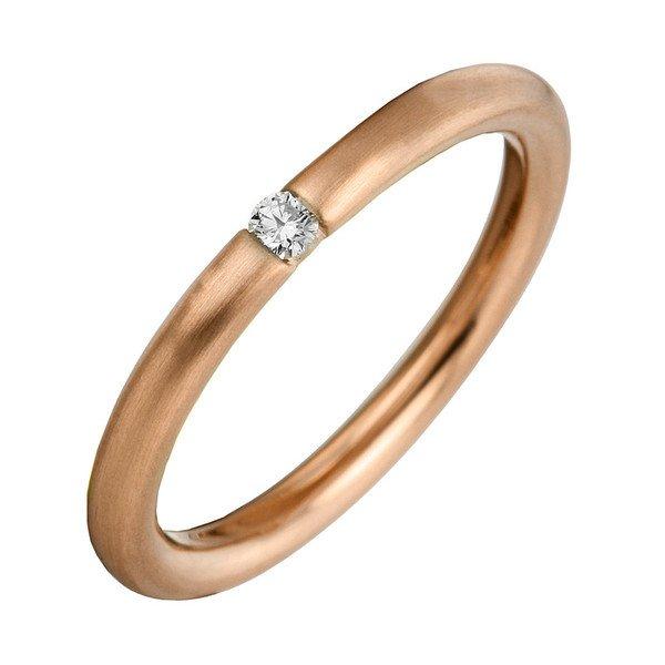 Image of Solitär-ring 585/14k Rotgold Diamant 0.07ct. Damen Gold ONE SIZE