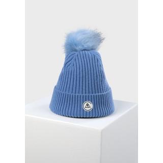 CASH-MERE.CH Kaschmir Rib Mütze mit Bommel  