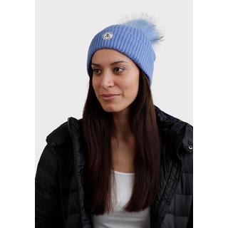 CASH-MERE.CH Kaschmir Rib Mütze mit Bommel  