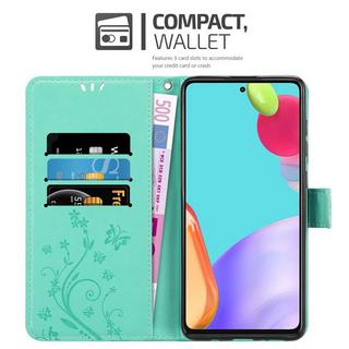 Cadorabo  Housse compatible avec Samsung Galaxy A52 (4G / 5G) / A52s - Coque de protection au design floral avec fermeture magnétique, fonction de support et emplacements pour cartes 