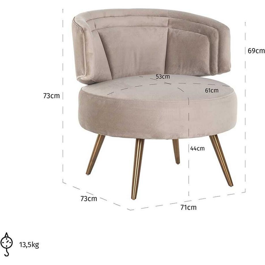 mutoni Sessel Hazel khaki gold gebürstet  