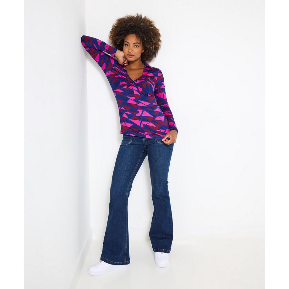 Joe Browns Retro inspiriertes Jersey Top Geo Print Twist Front  