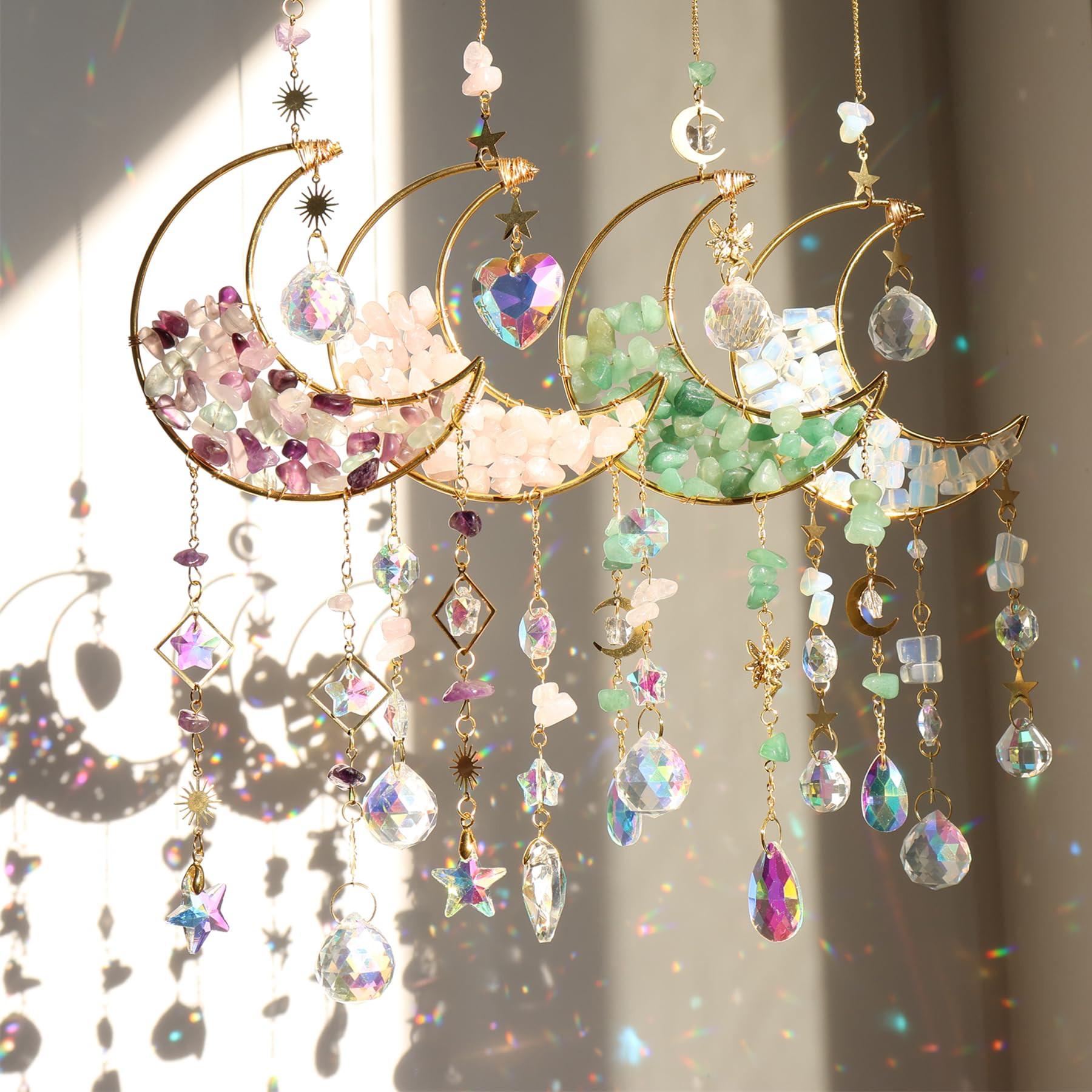 Alopini Cristal de soleil, pendentif lune, décoration de fenêtre, pendentif arc-en-ciel, cristal de soleil, pendentif arc-en-ciel  