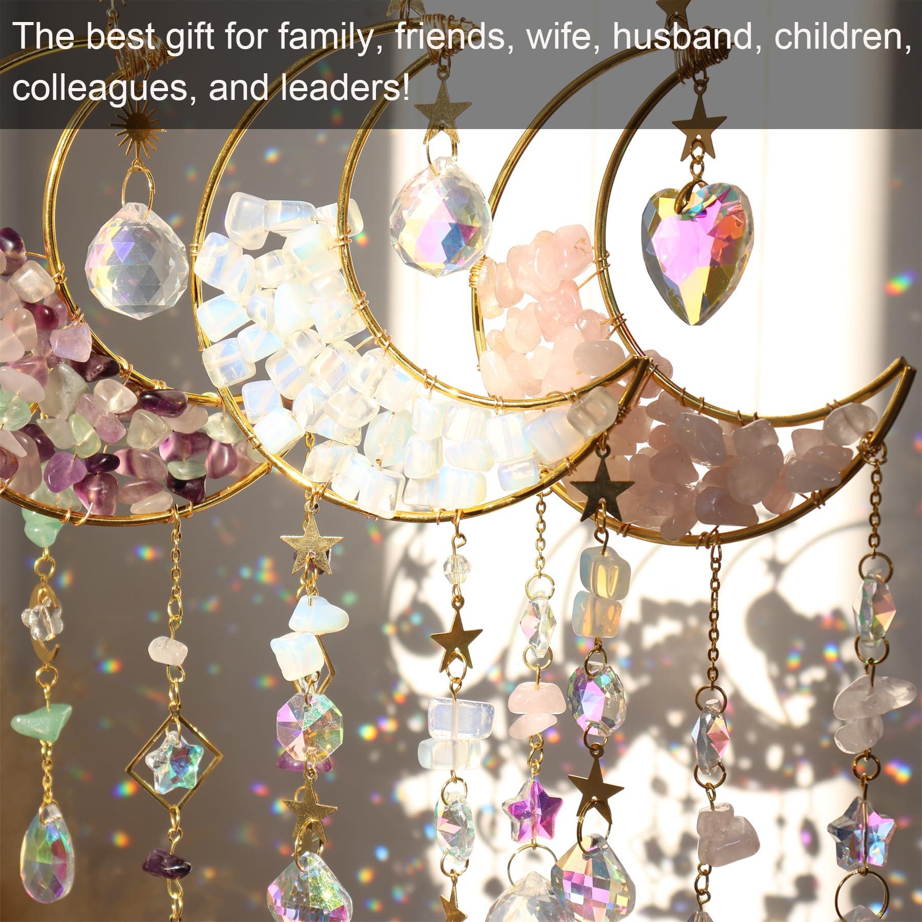 Alopini Cristal de soleil, pendentif lune, décoration de fenêtre, pendentif arc-en-ciel, cristal de soleil, pendentif arc-en-ciel  