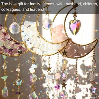 Alopini Cristal de soleil, pendentif lune, décoration de fenêtre, pendentif arc-en-ciel, cristal de soleil, pendentif arc-en-ciel  