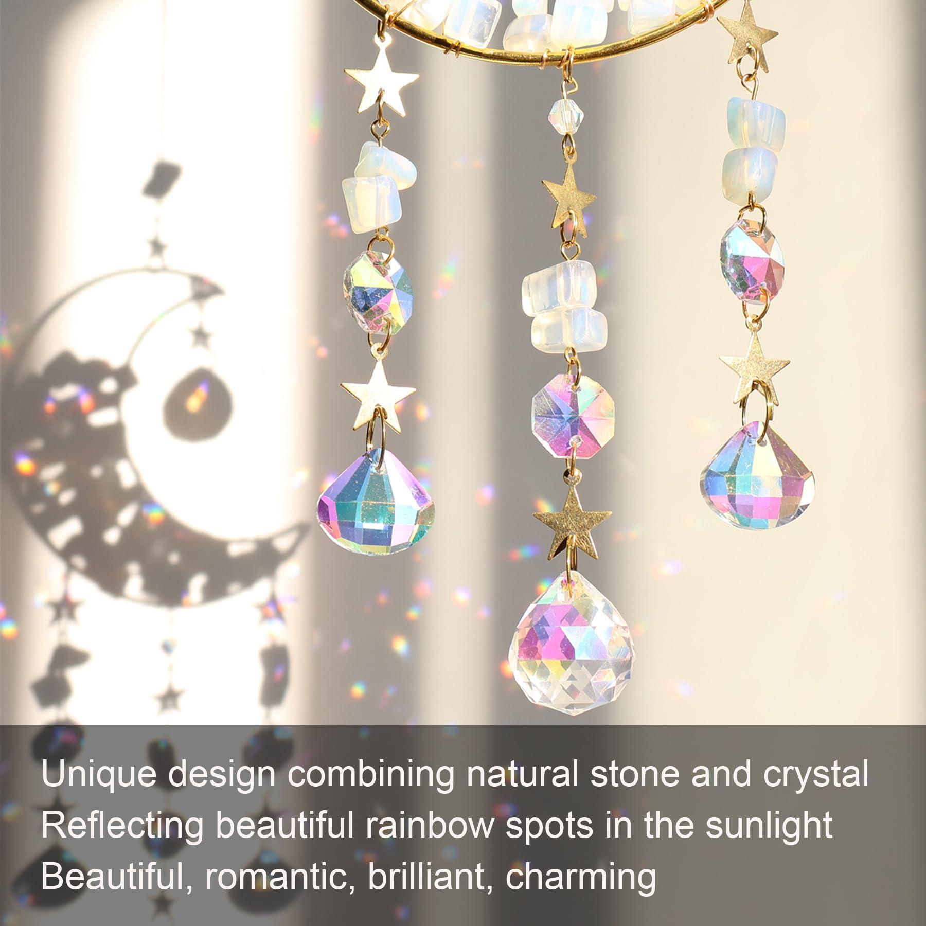 Alopini Cristal de soleil, pendentif lune, décoration de fenêtre, pendentif arc-en-ciel, cristal de soleil, pendentif arc-en-ciel  