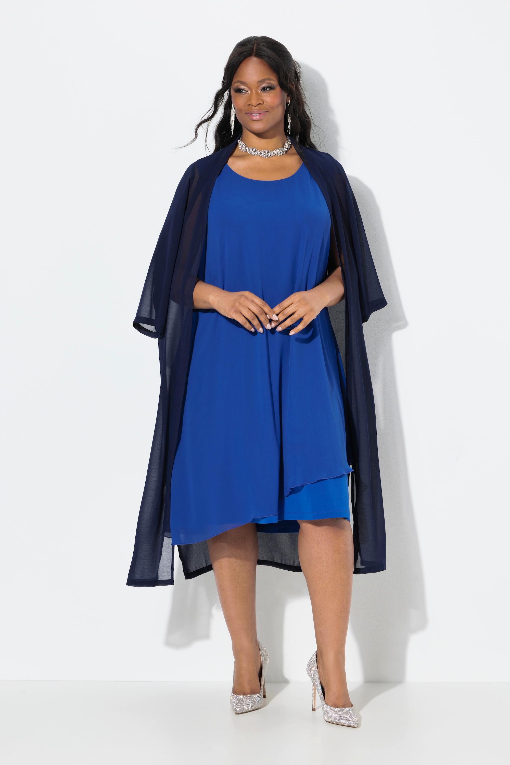 Ulla Popken Abito Doppio Strato Linea A Scollo Rotondo Senza Maniche  