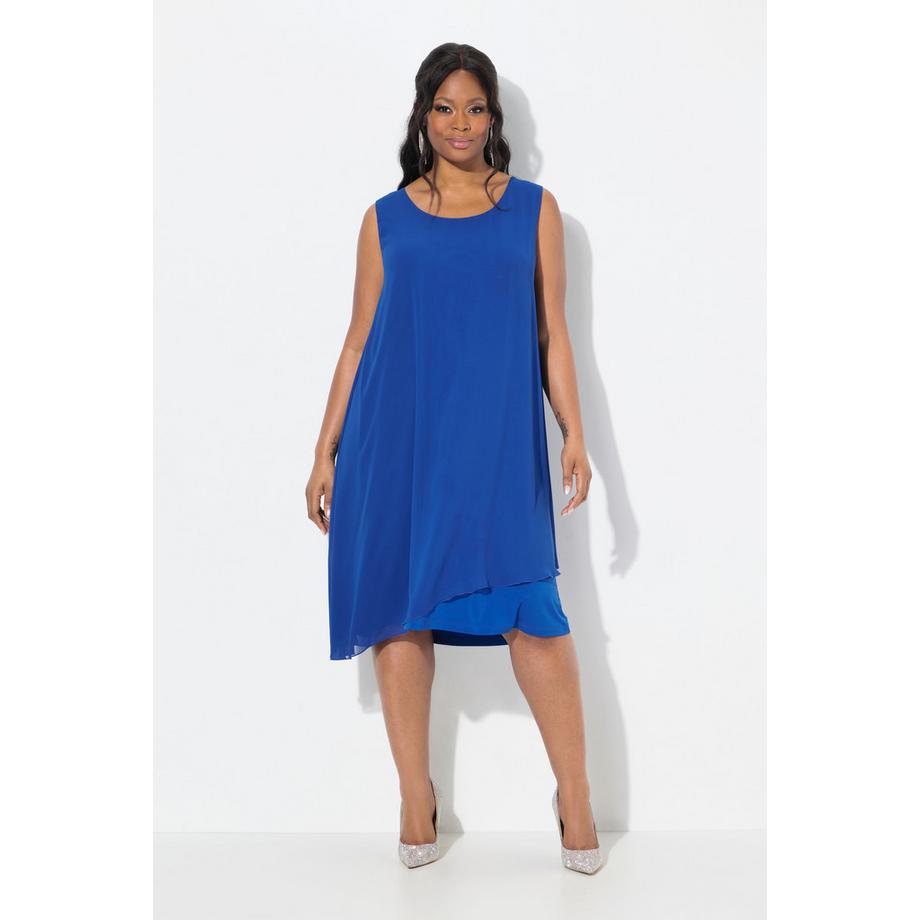 Ulla Popken Doppellagiges A-Linien Kleid Rundhals Ärmellos  