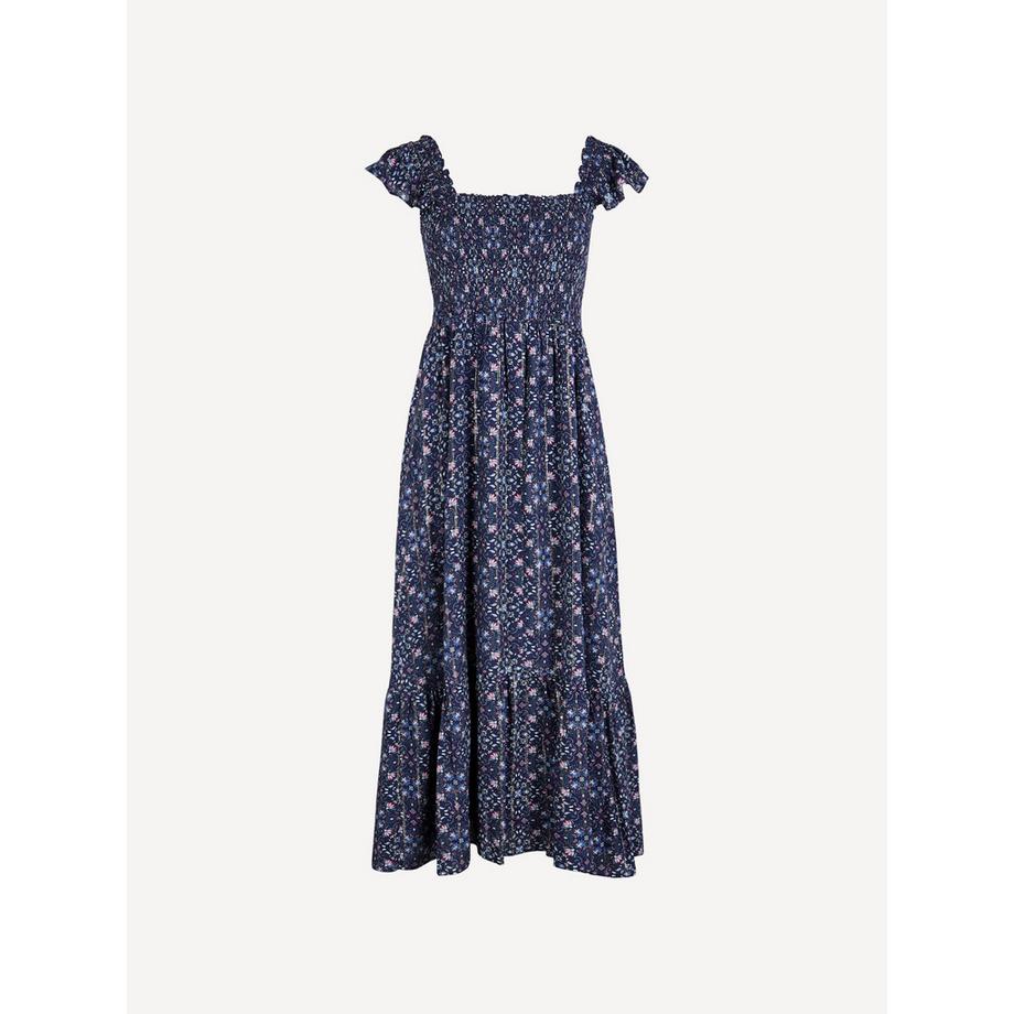 APRICOT Robe Midi Folk Floral Métallique  