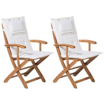 Lot de 2 chaises de jardin avec coussins en Acacia Traditionnel MAUI