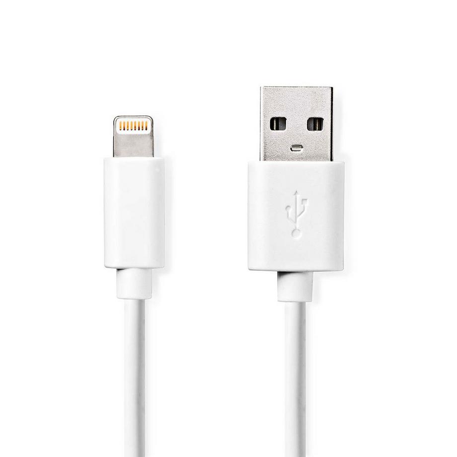 Nedis  Cavo Lightning | USB 2.0 | Apple Lightning, 8-pin | USB-A Maschio | 480 Mbps | Nichelato | 3,00 m | Rotondo | PVC | Bianco | Scatola 