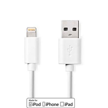 Cavo Lightning | USB 2.0 | Apple Lightning, 8-pin | USB-A Maschio | 480 Mbps | Nichelato | 3,00 m | Rotondo | PVC | Bianco | Scatola