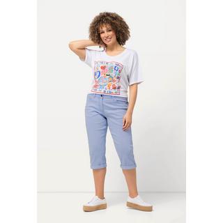 Ulla Popken  Jean Boyfriend Capri, jambe large et taille élastique 