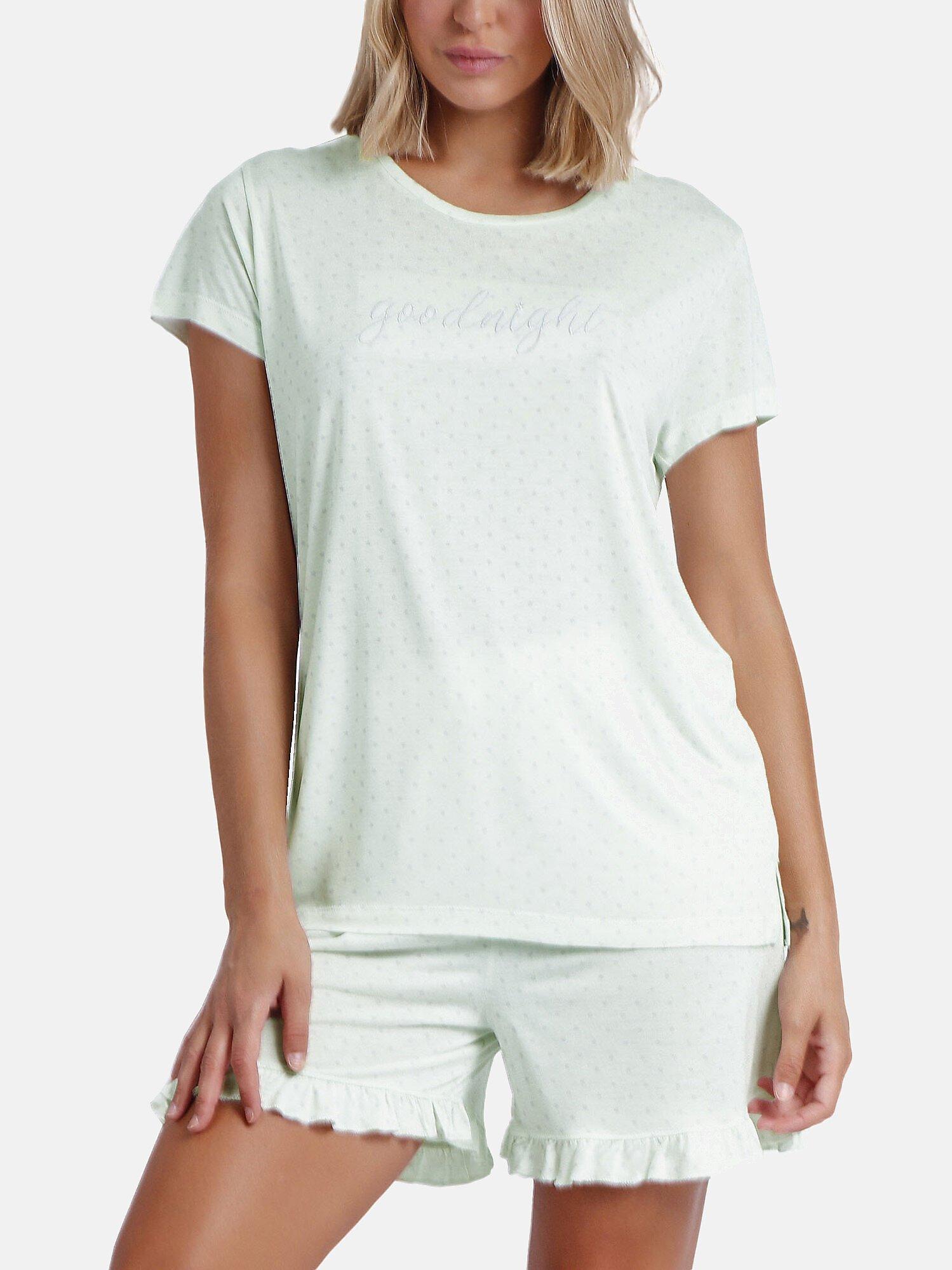 Image of Pyjama Shorts T-shirt Good Night Unisex Grün L