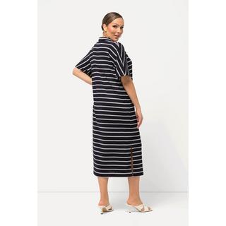 Ulla Popken  Abito midi di maglia con righe, scollo a V e mezze maniche 