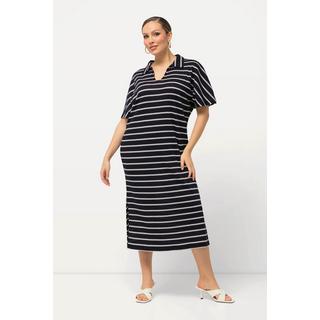 Ulla Popken  Abito midi di maglia con righe, scollo a V e mezze maniche 