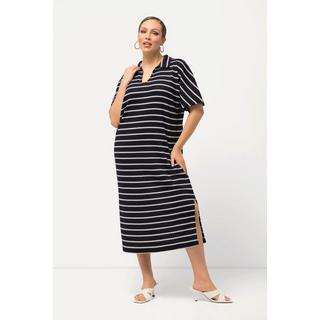 Ulla Popken Abito Midi Maglia Rigato Scollo V Mezza Manica  