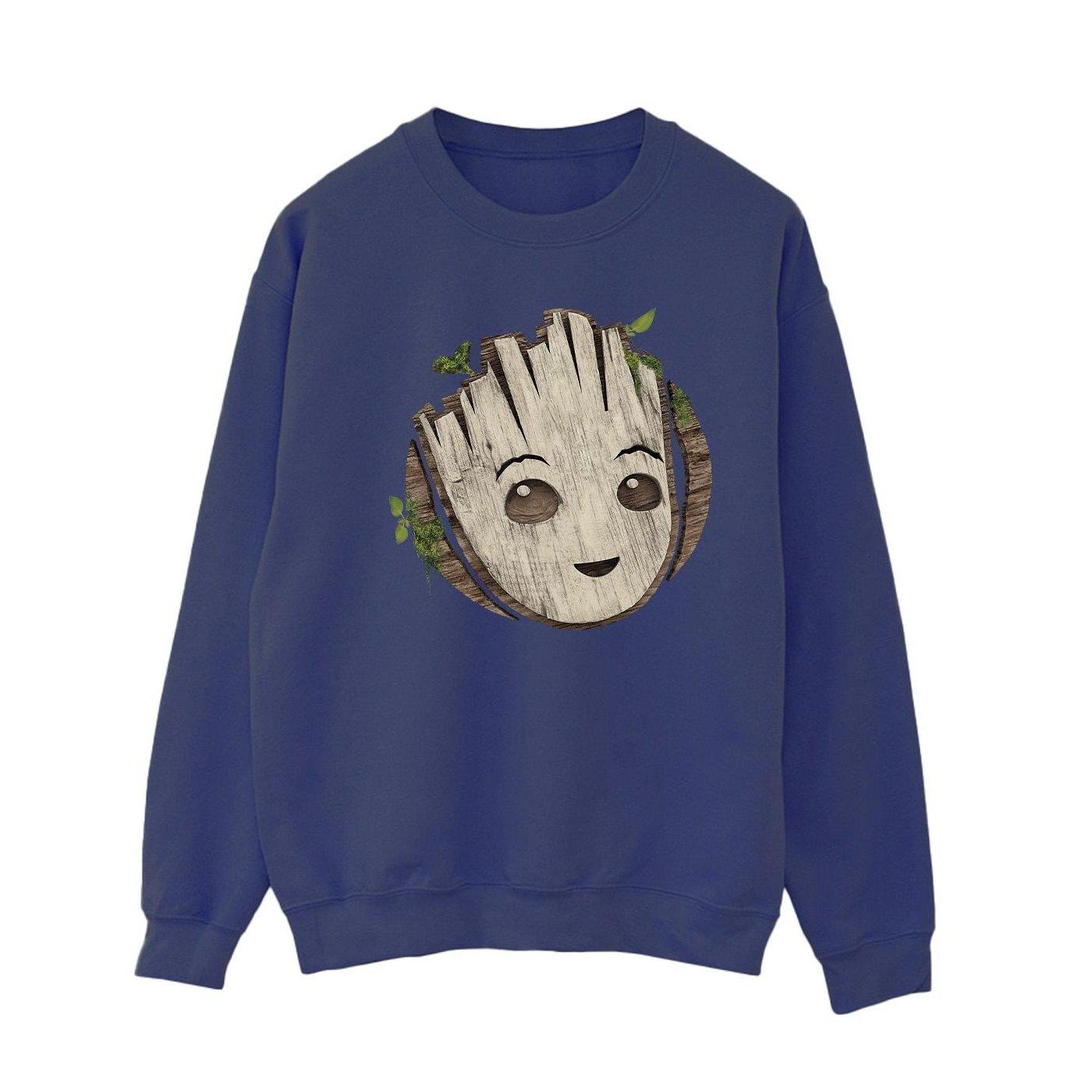 Image of I Am Groot Wooden Head Sweatshirt Damen Marine XXL