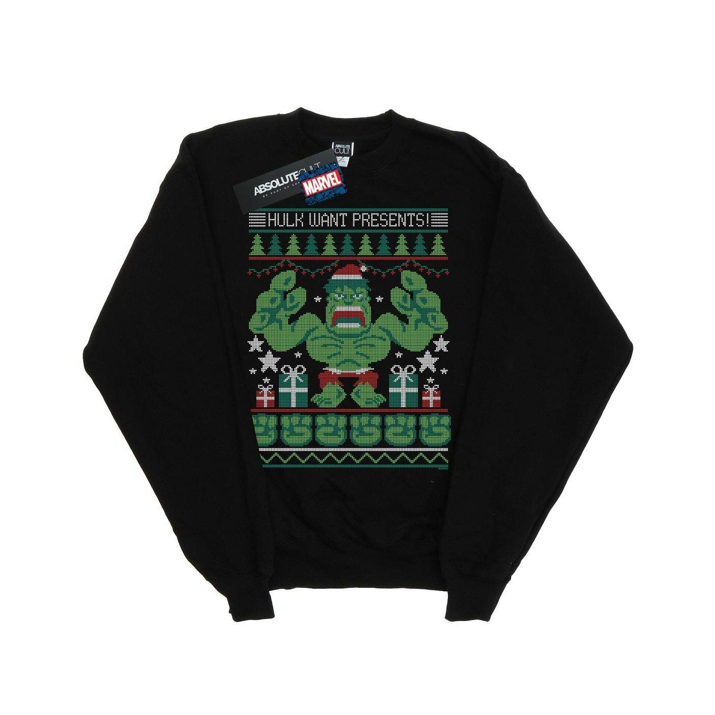 Image of Hulk Want Presents Fair Isle Sweatshirt Unisex Schwarz 128