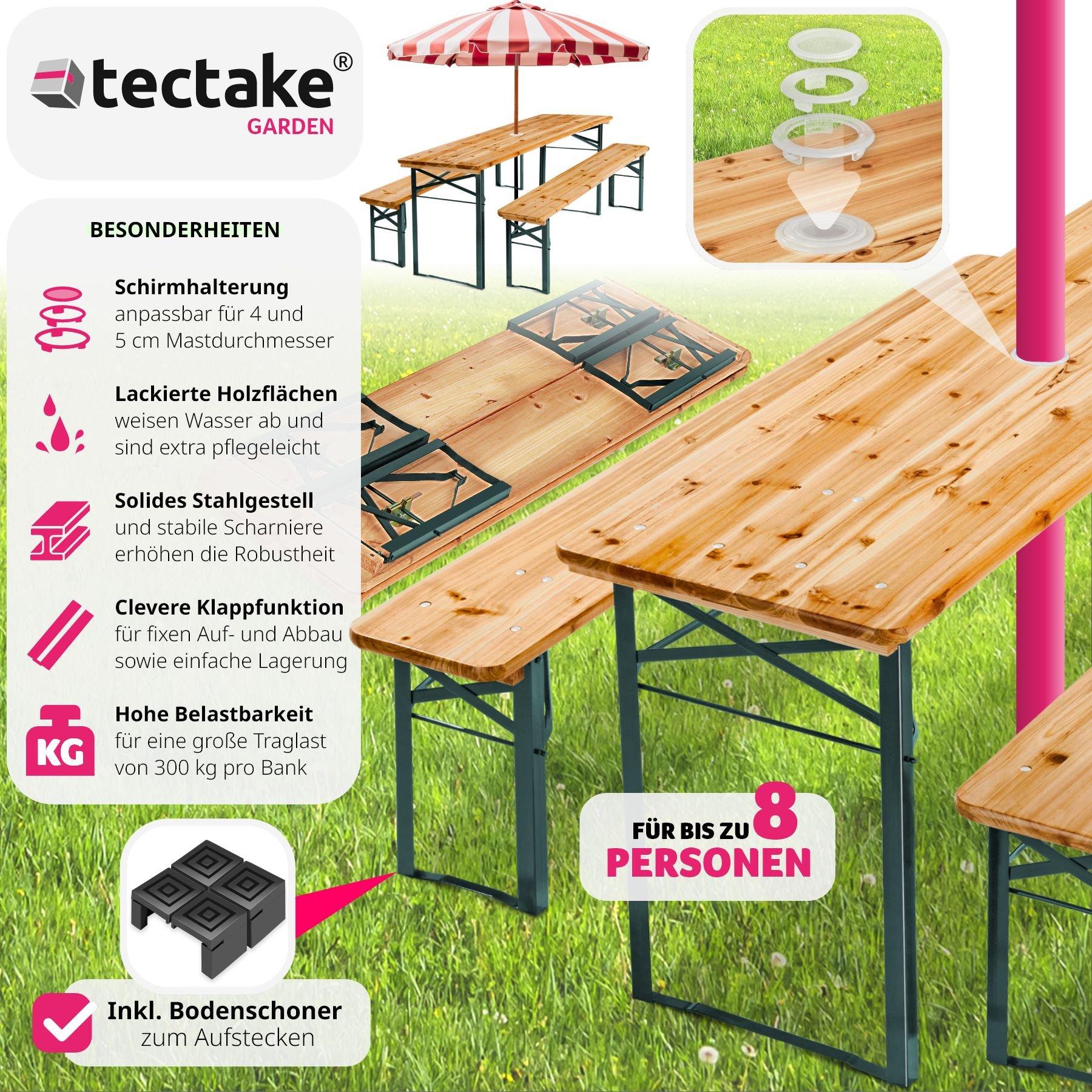 Tectake  Serie tenda da birra in 3 pezzi Ludwig pieghevole con supporto per ombrellone 