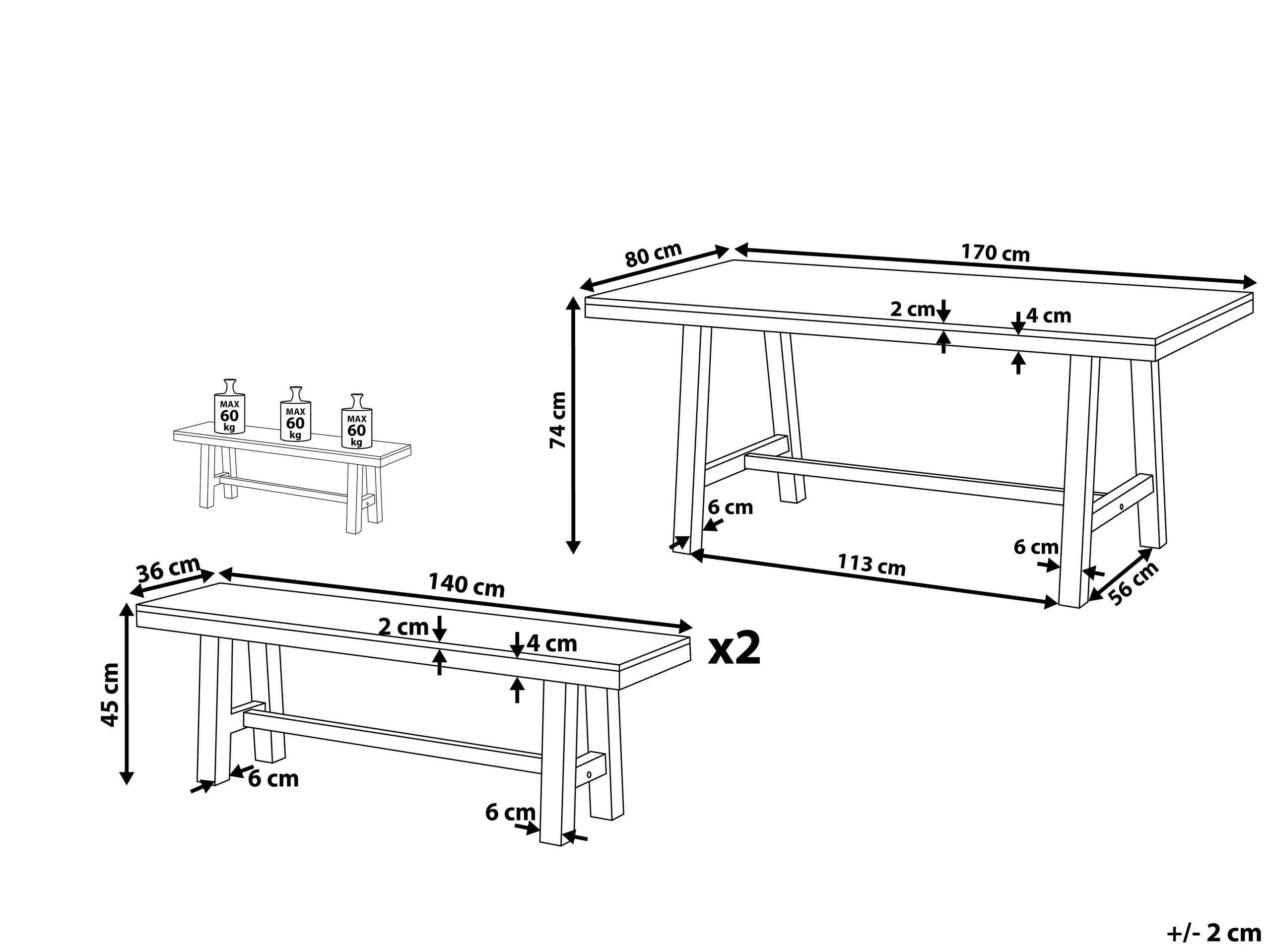 Beliani Set da pranzo da giardino en Legno d'acacia Scandinavo SCANIA  