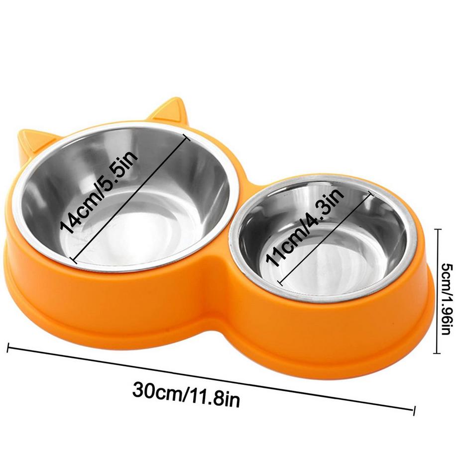 Alopini  Bol pour chat à double jeu en acier inoxydable, fond antidérapant 