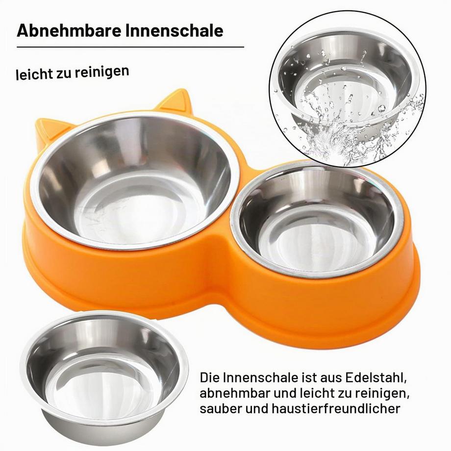 Alopini  Bol pour chat à double jeu en acier inoxydable, fond antidérapant 